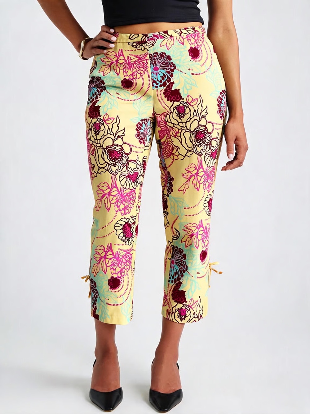 TIBI | Yellow Floral Print Pants Sz 4